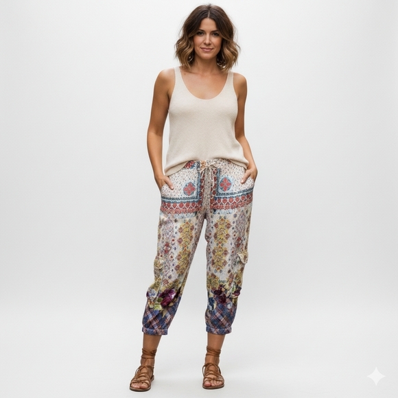 Pants - Johnny Was Bohemian Print Cargo Jogger Style Pants